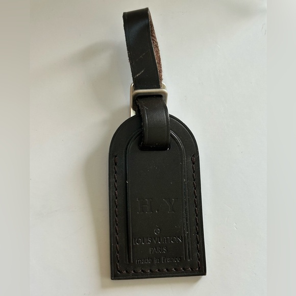 Louis Vuitton Dark Brown Leather Luggage Tag Authentic - Picture 2 of 8